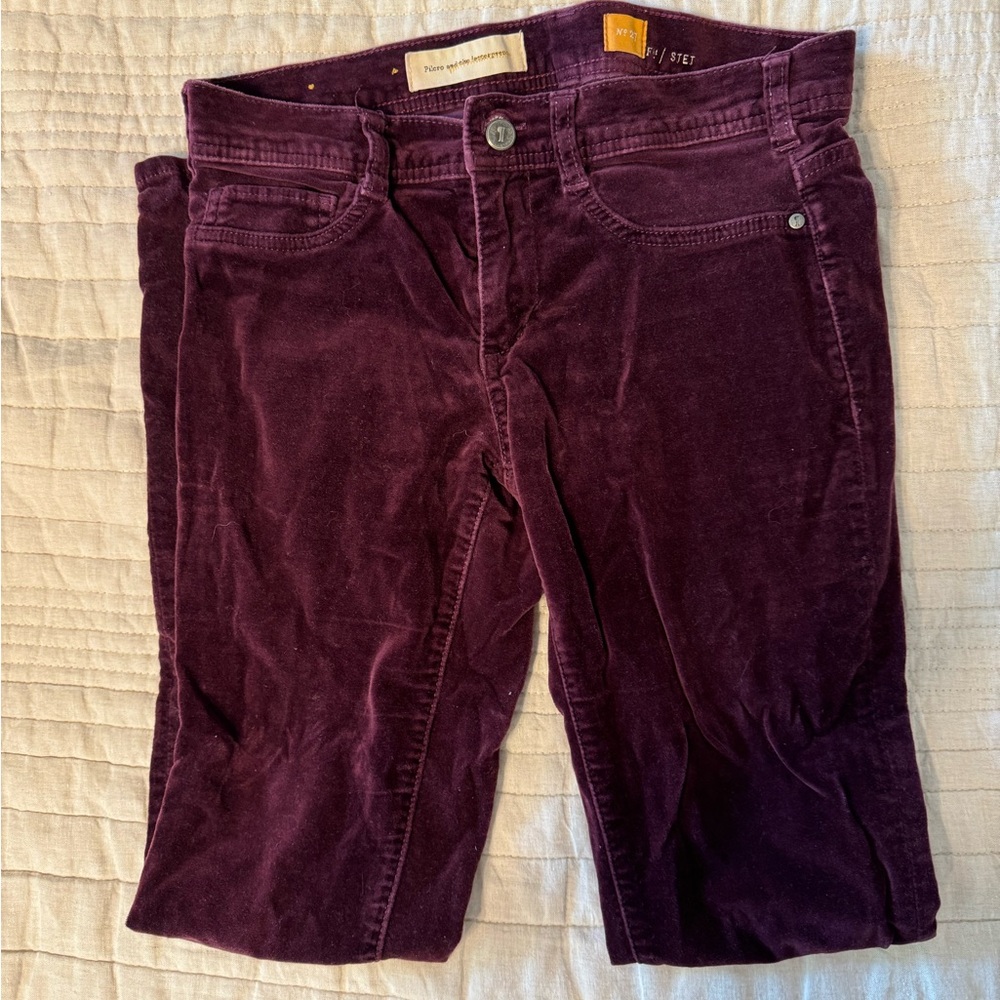Anthropologie Pilcro Velvet skinny Stet pants in Maroon - Picture 5 of 6